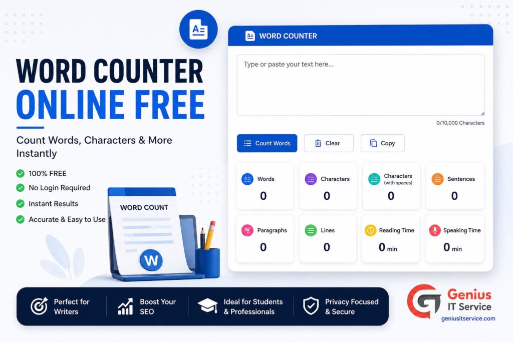 Word Counter Online Free Tool by Genius IT Service 2026