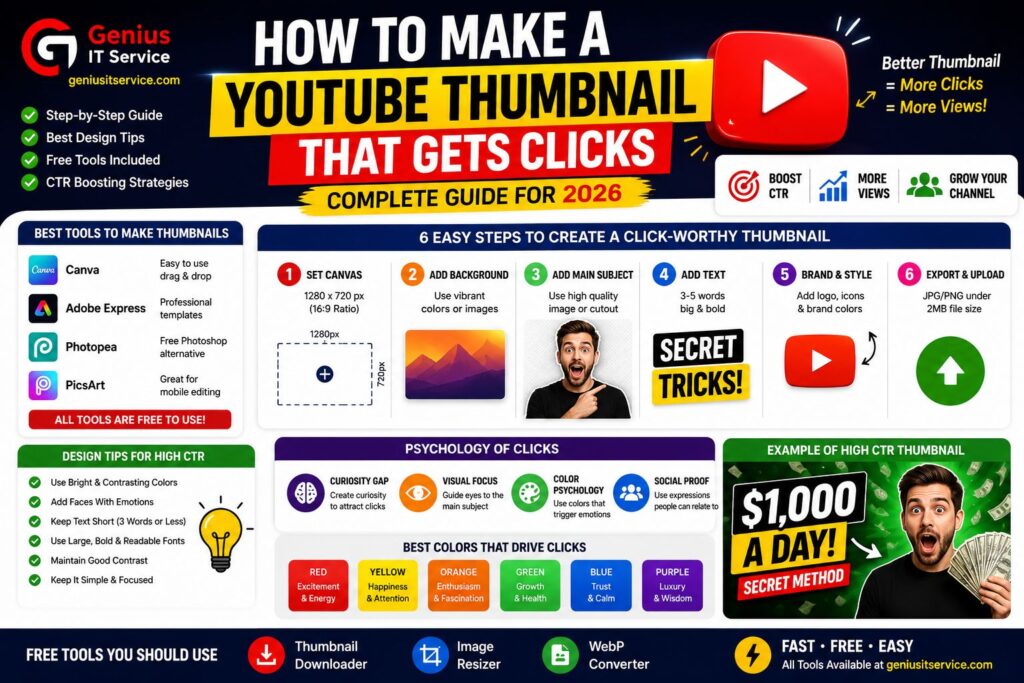 Best free YouTube thumbnail design tools 2026 — Canva Adobe Express Photopea