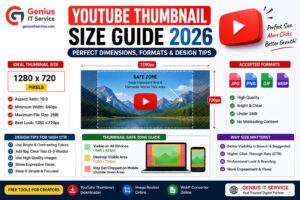 YouTube thumbnail size guide 2026 — 1280x720 dimensions and format tips